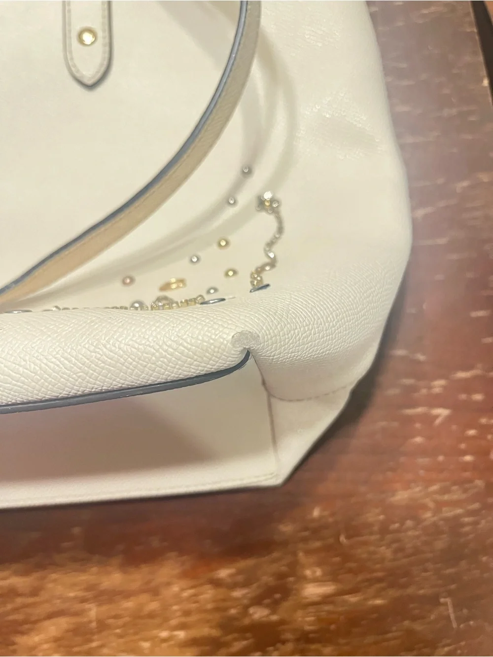 Coach Cream Leather Tote with Stud Embellishments